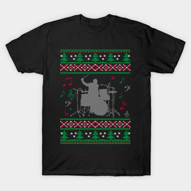 Drums Ugly Christmas Sweater T-Shirt by uglygiftideas